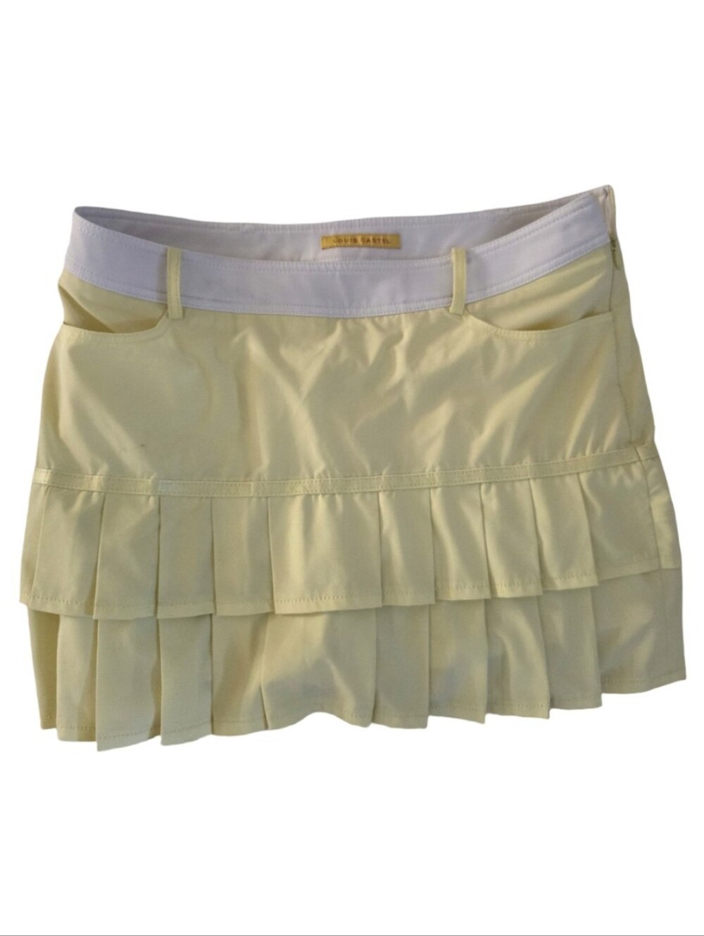Louis castel light Yellow Ruffle Min tennisi Skirt - Picture 3 of 5